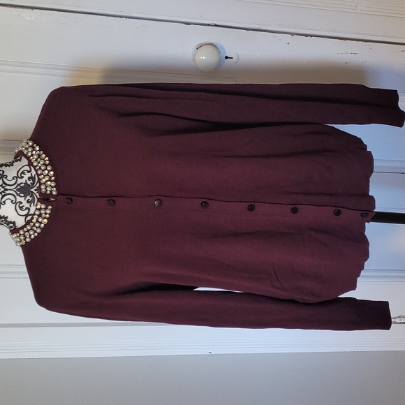 Ann Taylor Sweaters - Ann Taylor XL cardigan button down pearl and rhinestone embellished